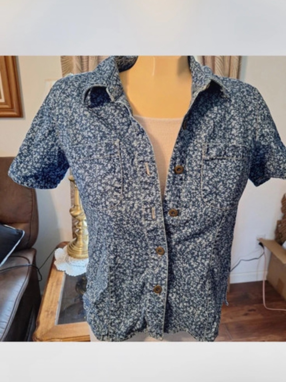Vintage Denim Floral Shirt